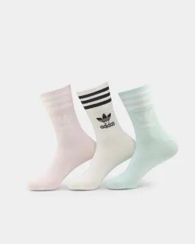 Adidas Women's Crew Sock 3 Pack Pink/White