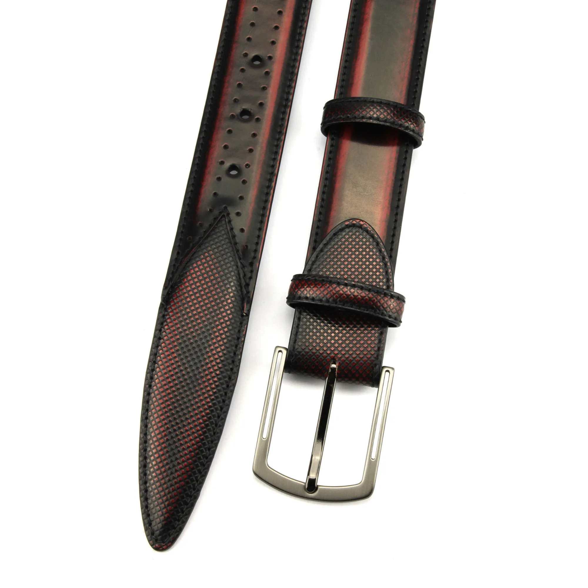 Black Red Mix Belmondo Cordovan Effect Belt