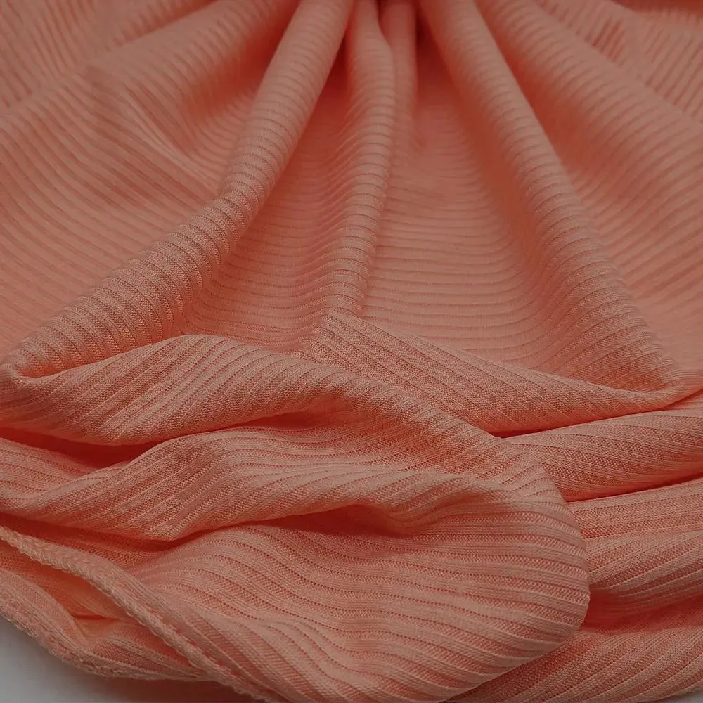 Dubai Premium Ribbed Jersey Hijab -Peach