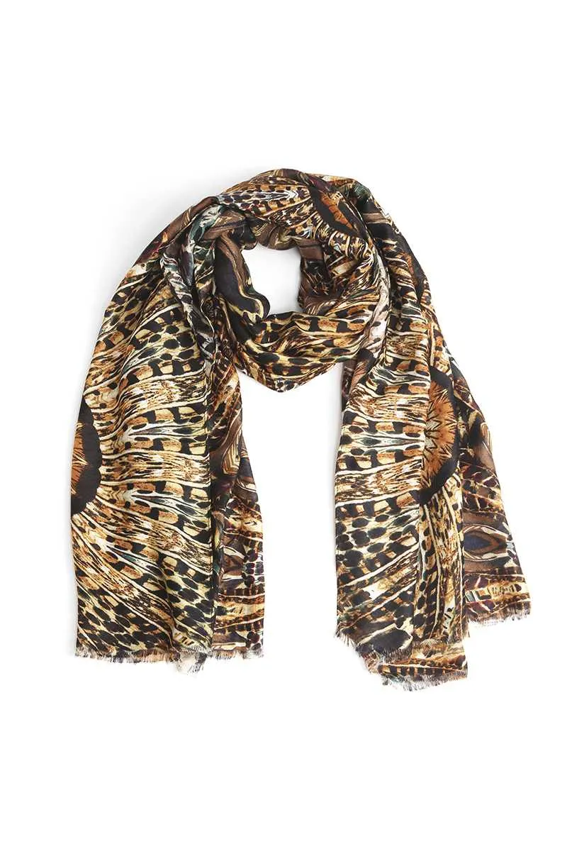 Fashion Feather Print Skinny Scarf