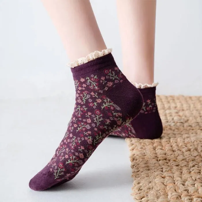 Floral Ruffle Socks