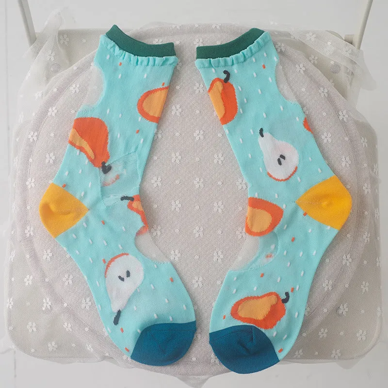 Fruity Peachy Kawaii Japanese Pastel Graphic Socks