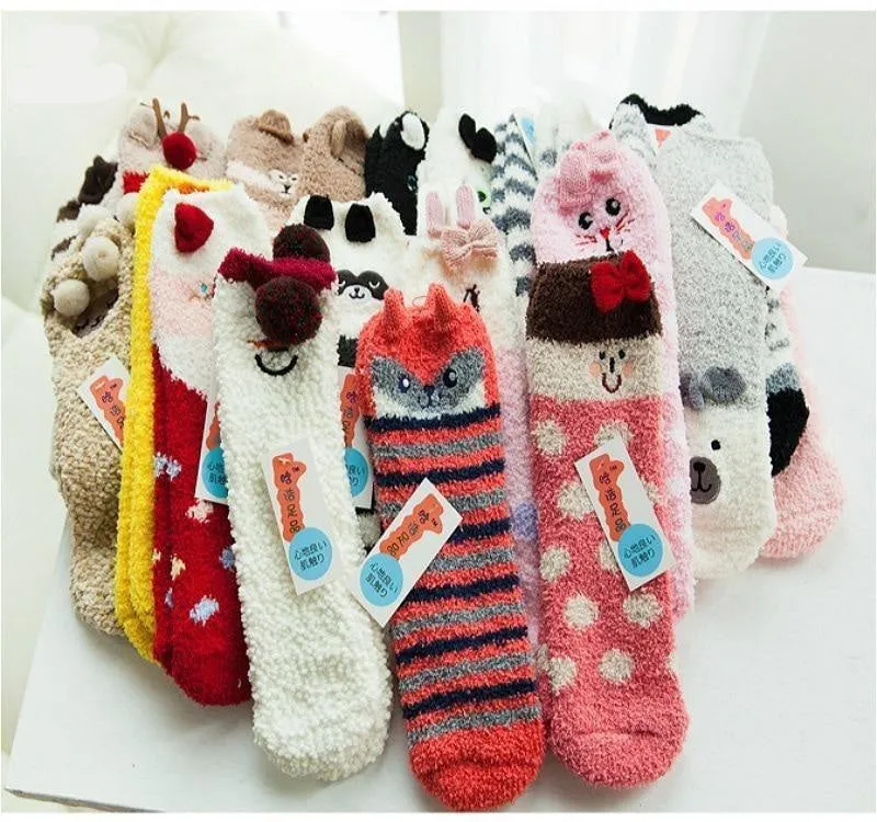 Fuzzy Holiday Animal Socks