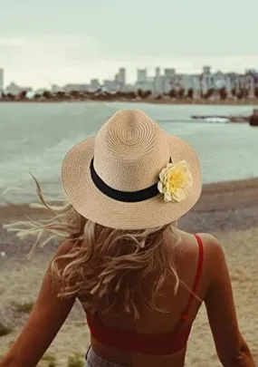 H3090 Bow Band Straw Beach Sun Hat