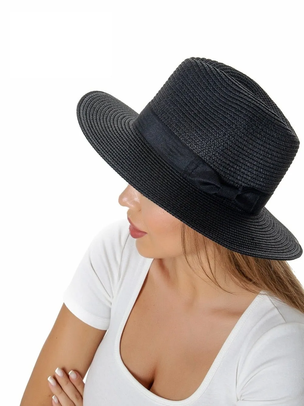 H3090 Bow Band Straw Beach Sun Hat