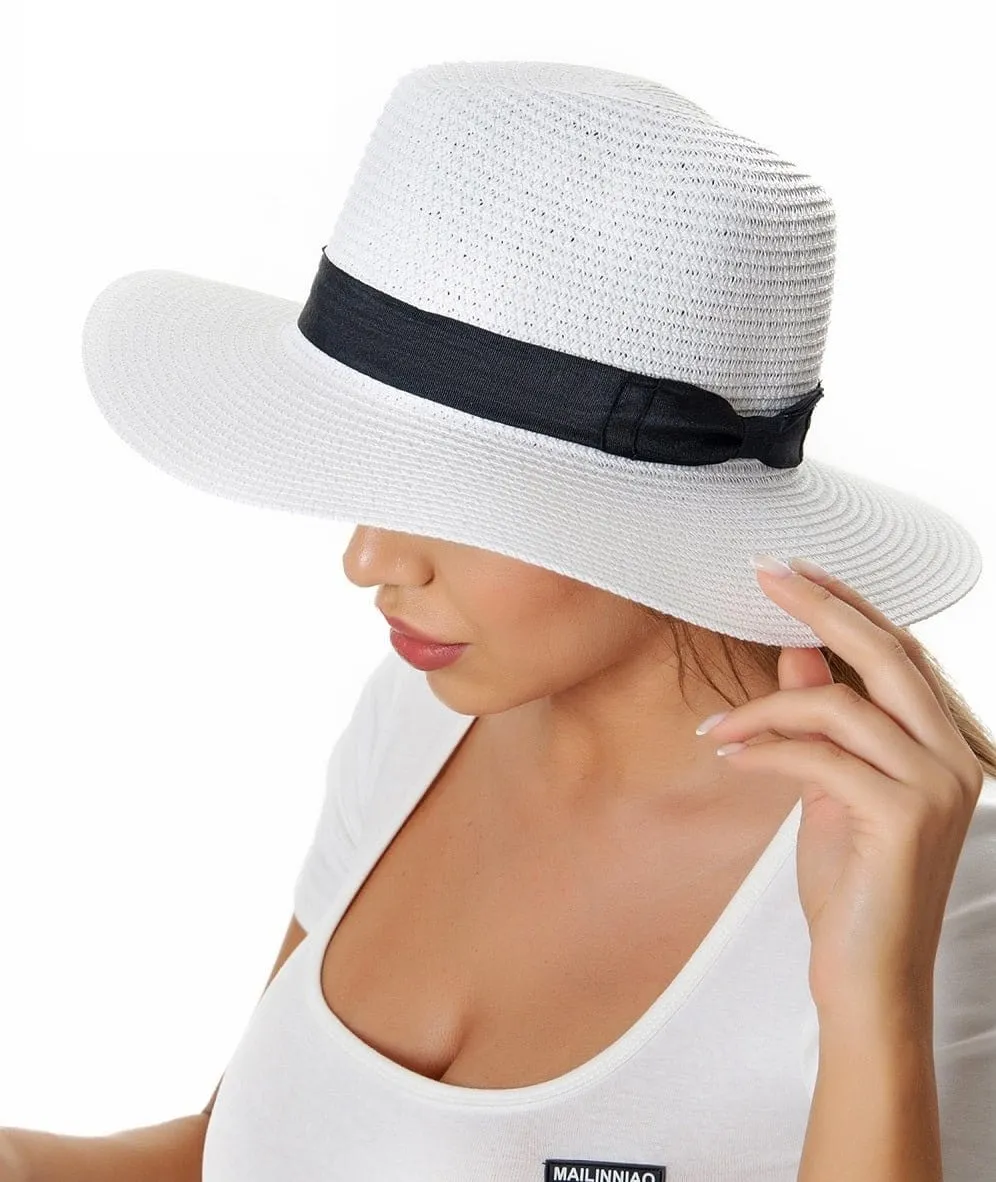 H3090 Bow Band Straw Beach Sun Hat