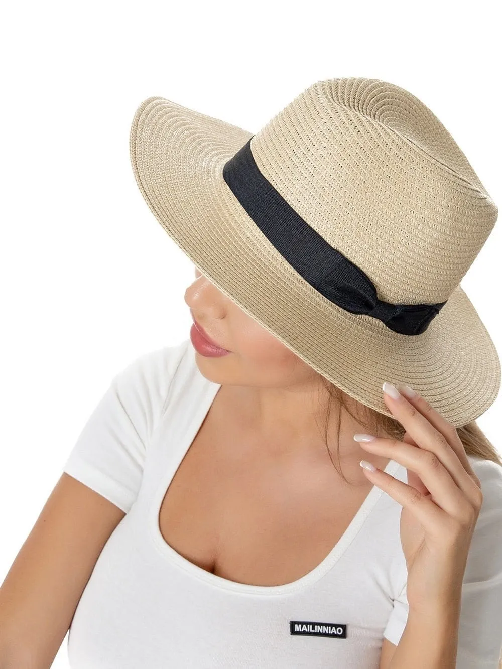 H3090 Bow Band Straw Beach Sun Hat