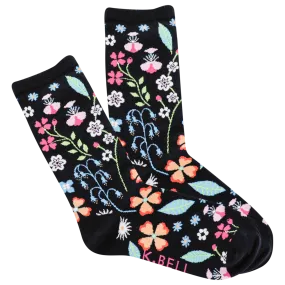 In The Flower Garden (Black) Women's Crew Socks