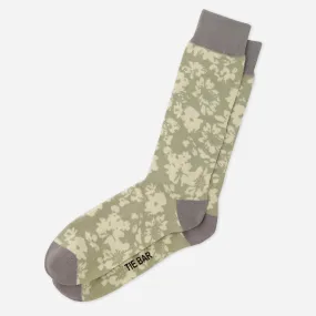 Incognito Floral Sage Green Dress Socks