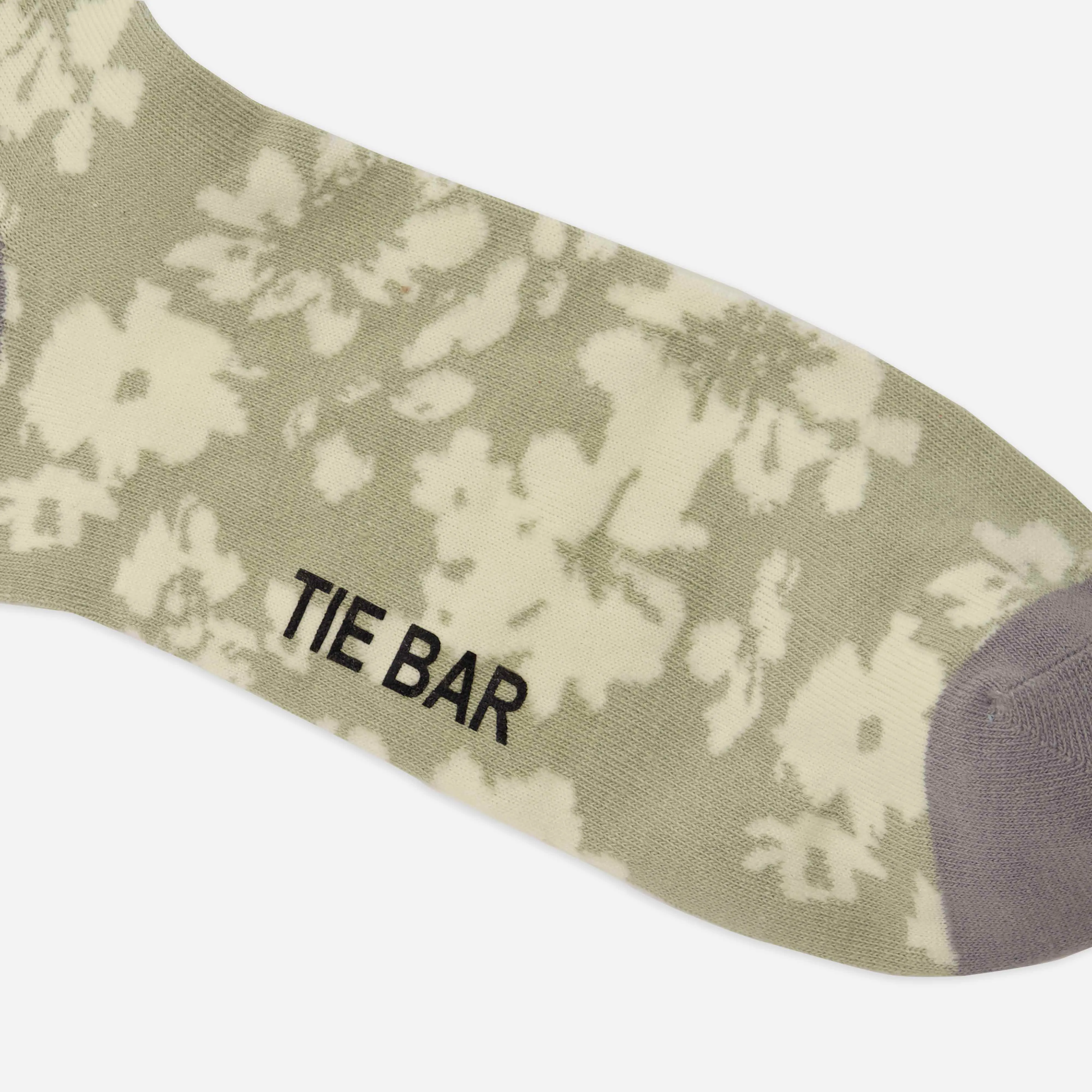 Incognito Floral Sage Green Dress Socks