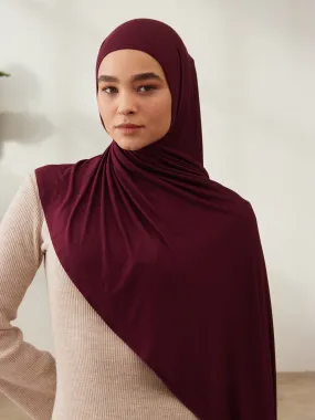 Instant Premium Jersey Hijab Burgundy