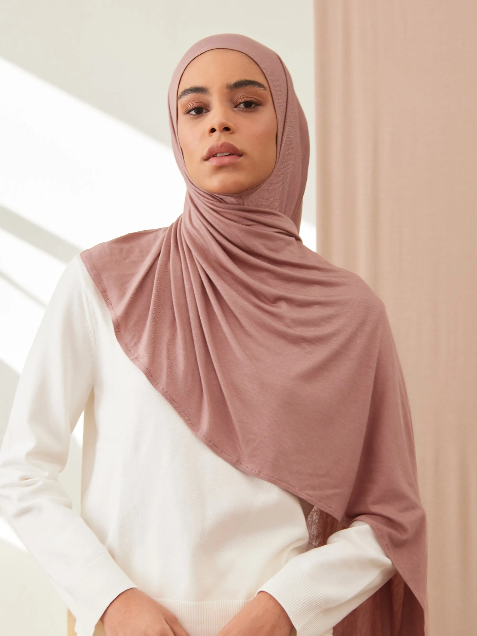 Instant Premium Jersey Hijab Dusty Rose