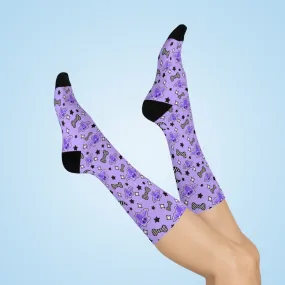 Magical Kawaii Spooky Bats Purple Crew Socks