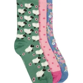 Painterly Floral Set of 3 Boxed Socks