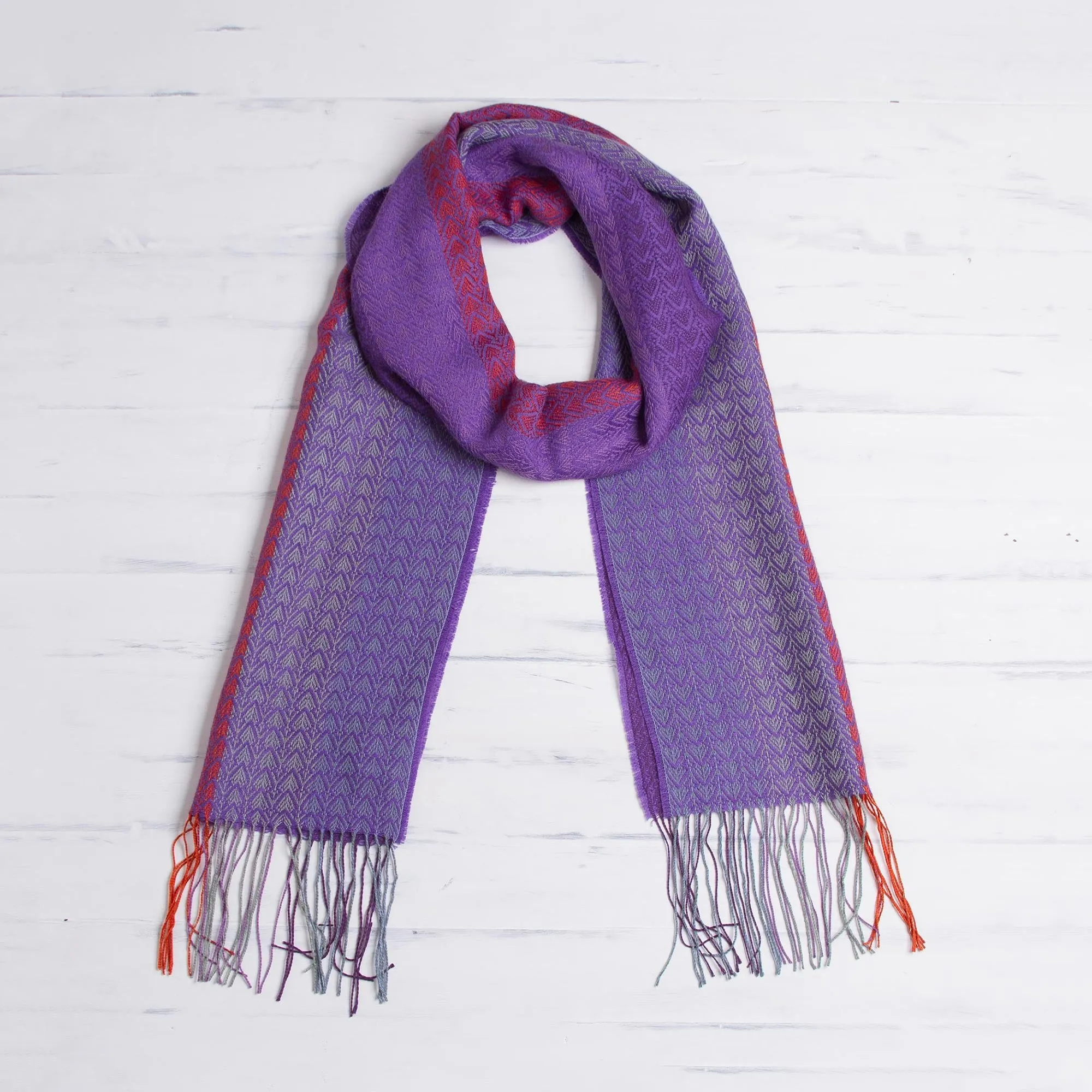 Perfect Harmony Hand Woven Striped Alpaca Blend Wrap Scarf from Peru