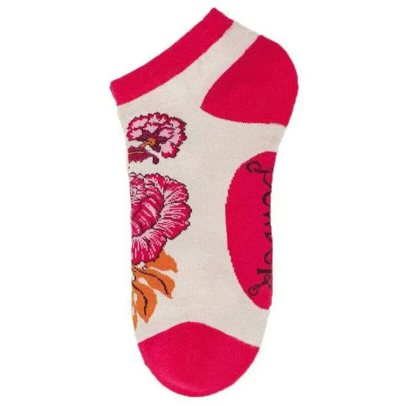 Powder Paisley Floral Trainer Socks - Cream