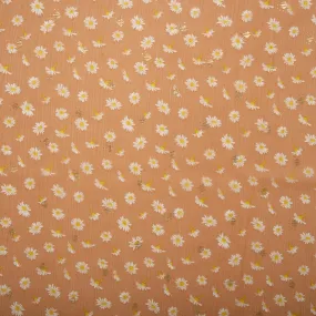 Printed polyester - OLIVIA - Daisy small - Dark orange