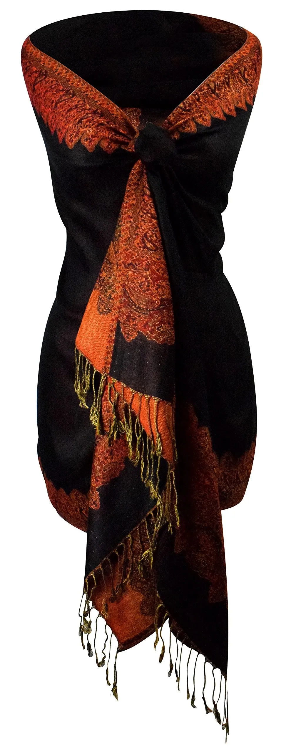 Ravishing Reversible Jacquard Paisley Pashmina Shawl Wrap for Women