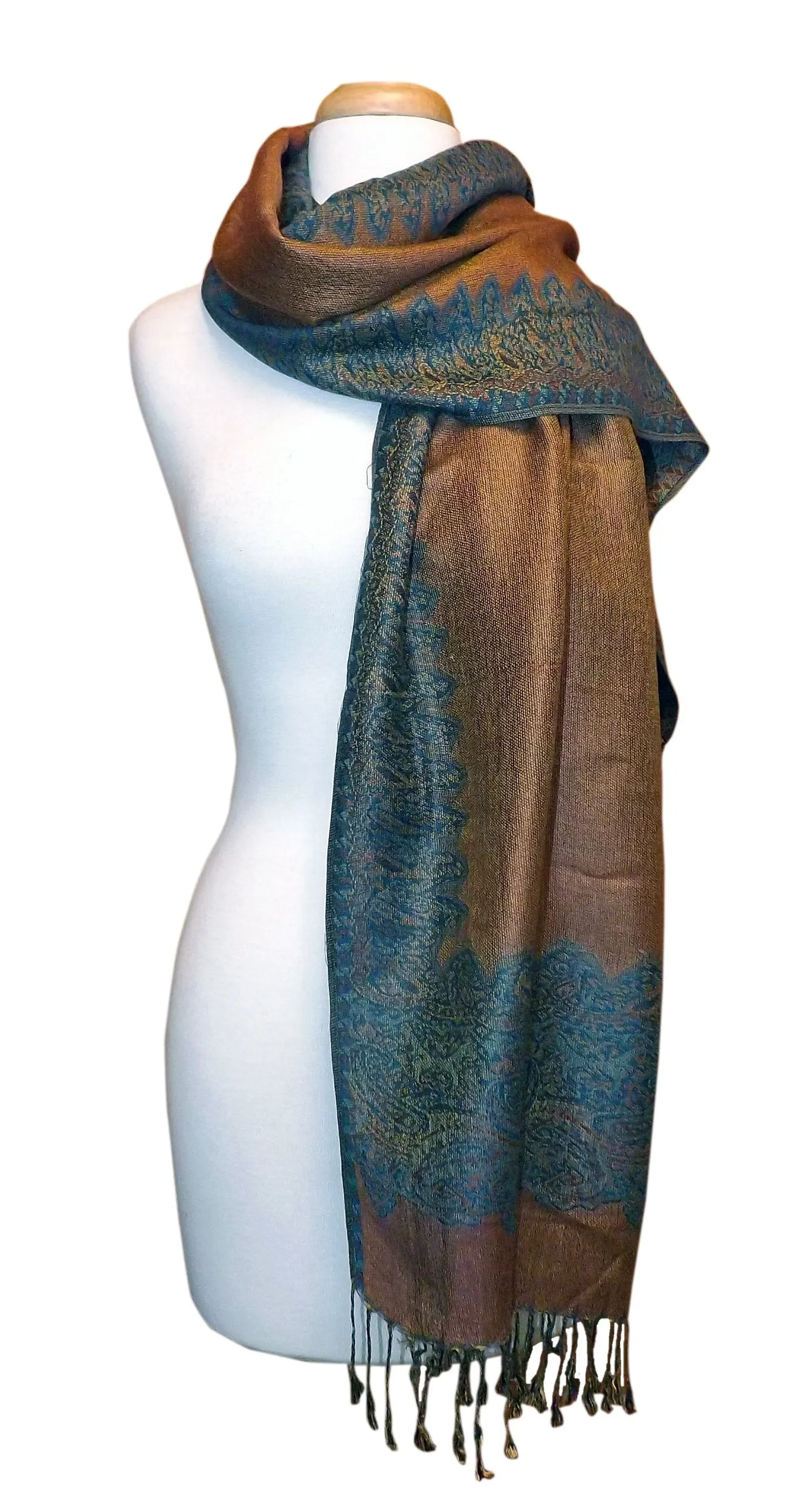 Ravishing Reversible Jacquard Paisley Pashmina Shawl Wrap for Women