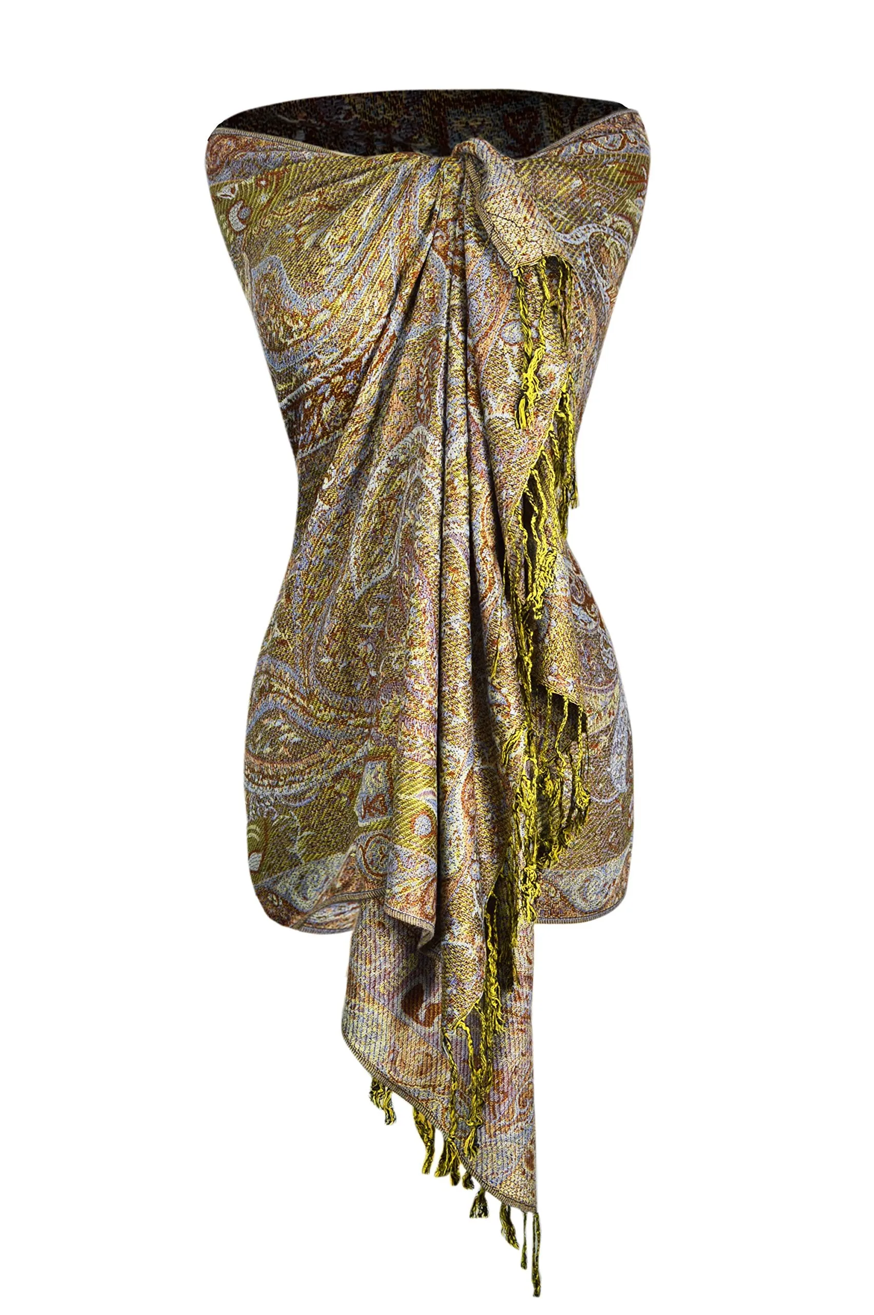 Ravishing Reversible Jacquard Paisley Pashmina Shawl Wrap for Women