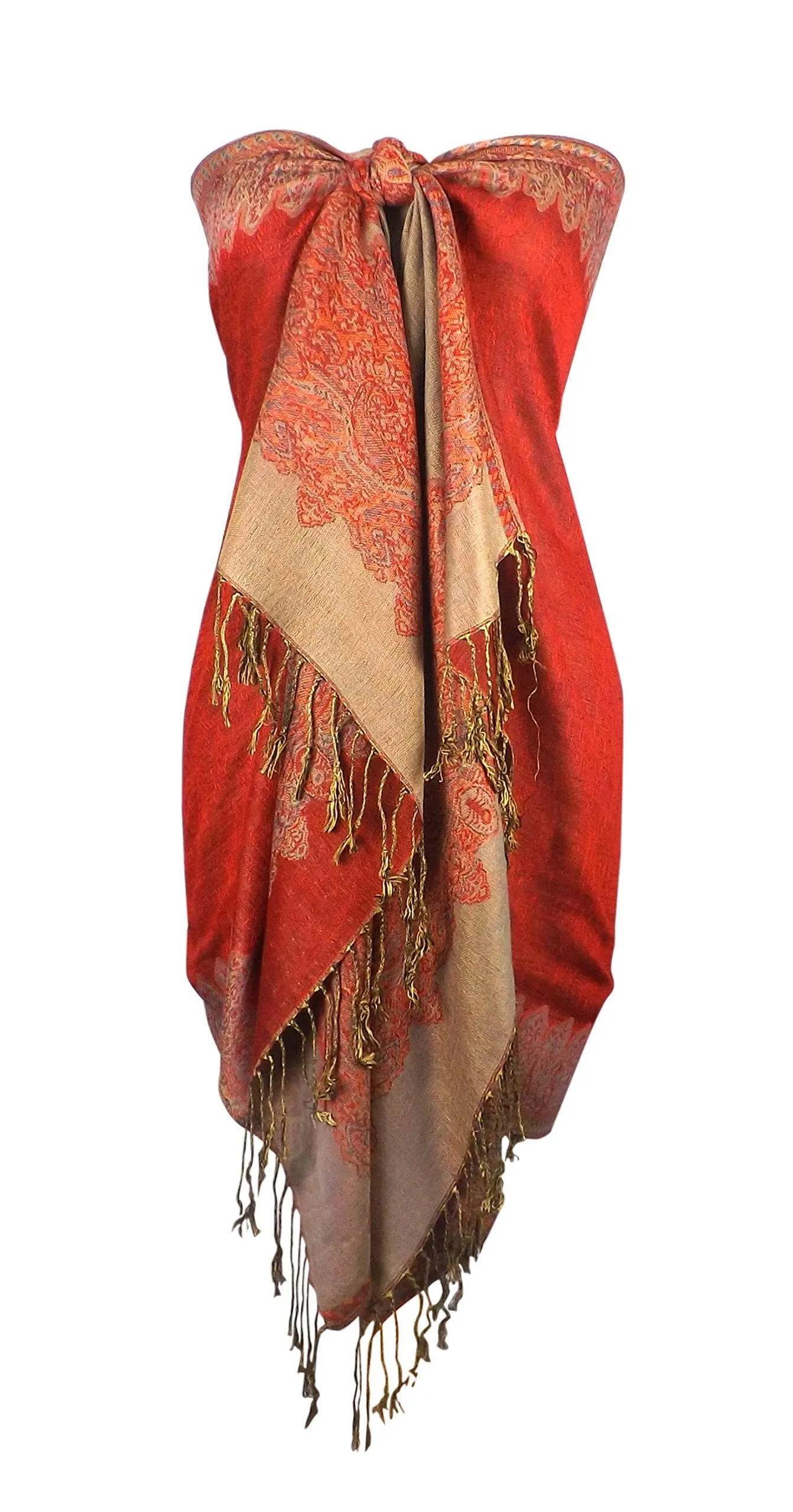 Ravishing Reversible Jacquard Paisley Pashmina Shawl Wrap for Women