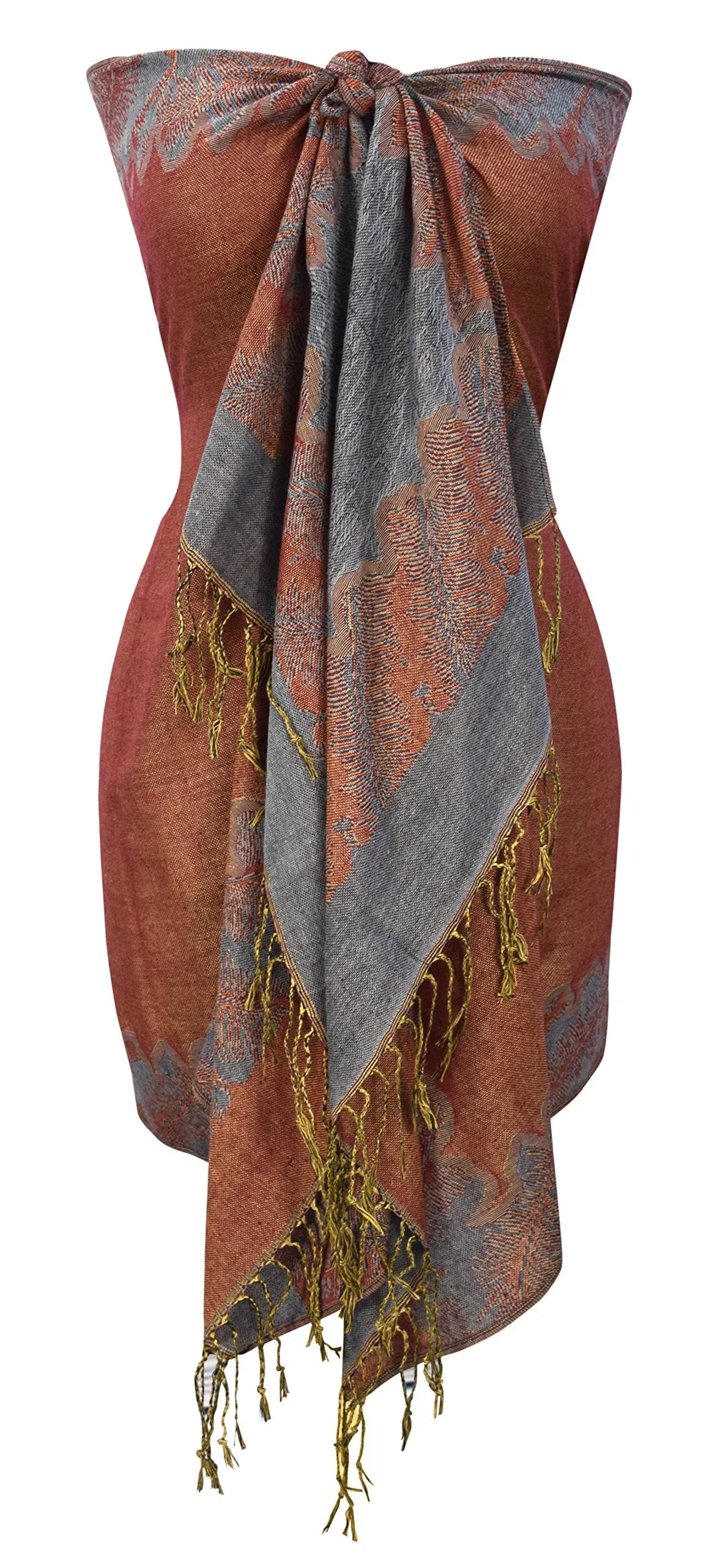 Ravishing Reversible Jacquard Paisley Pashmina Shawl Wrap for Women