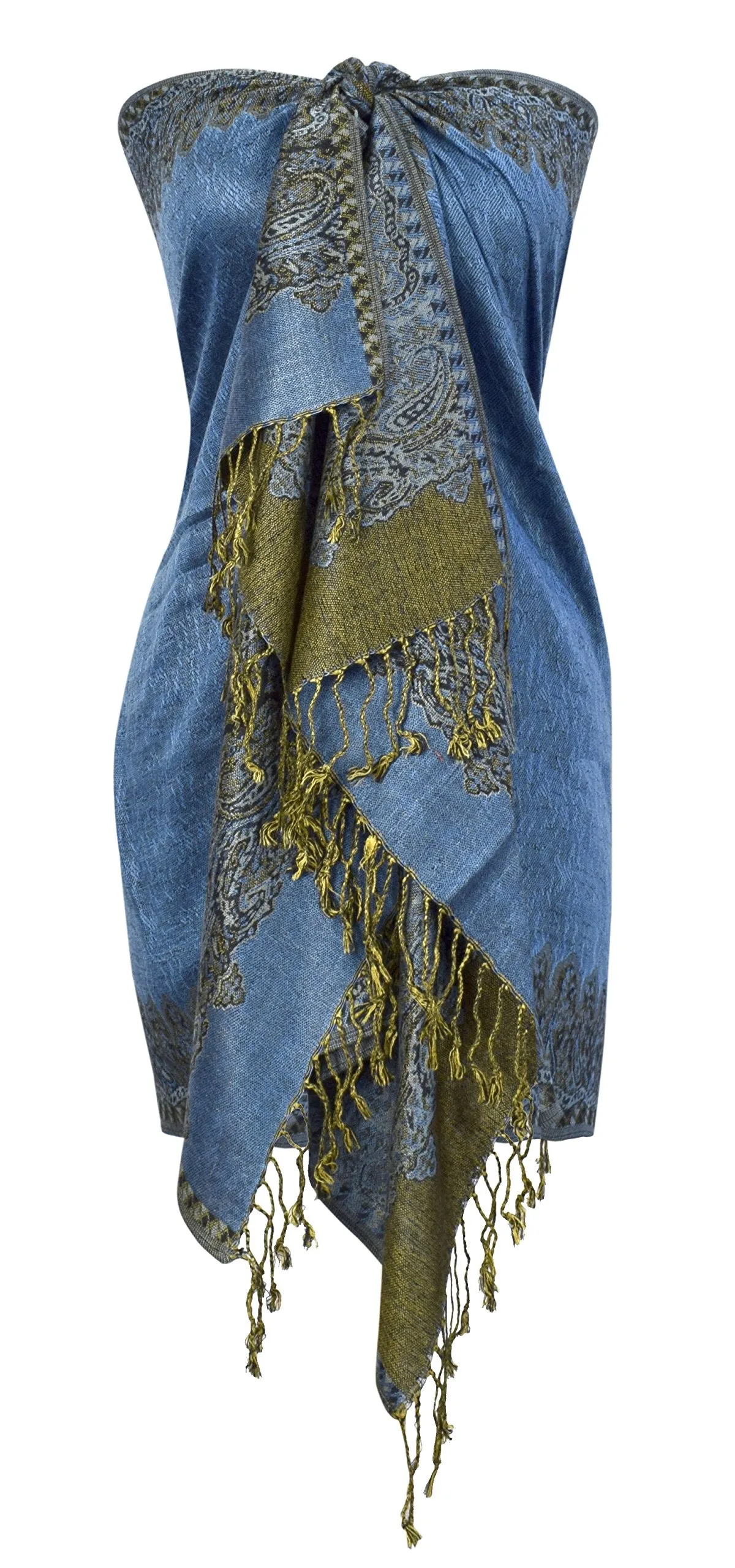 Ravishing Reversible Jacquard Paisley Pashmina Shawl Wrap for Women