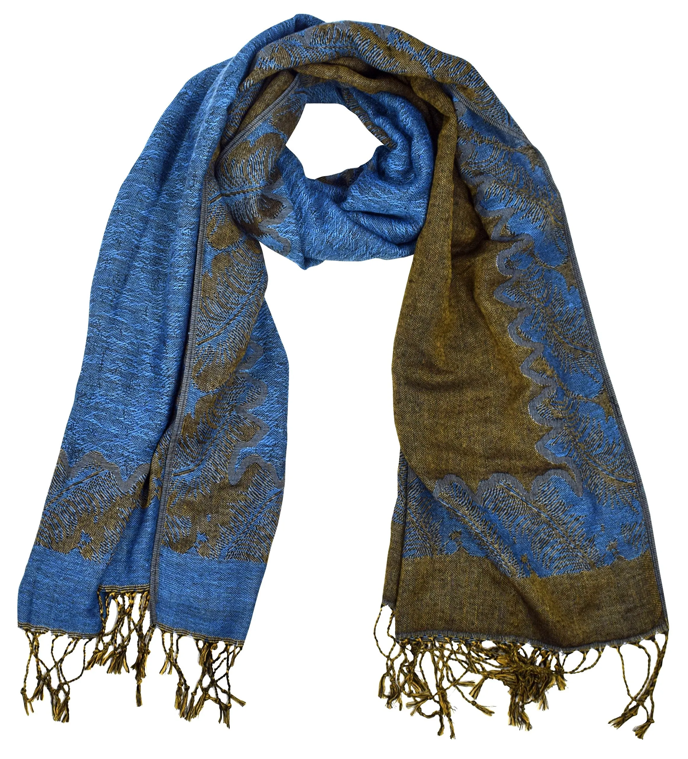 Ravishing Reversible Jacquard Paisley Pashmina Shawl Wrap for Women