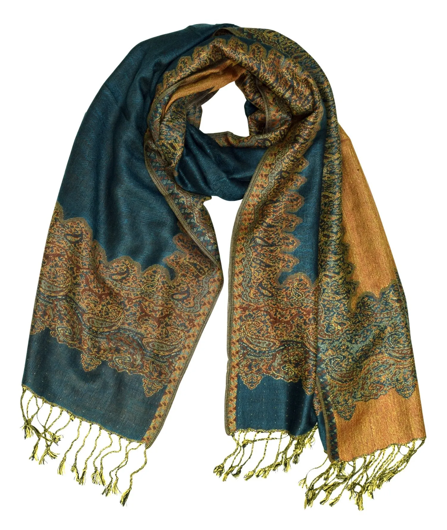 Ravishing Reversible Jacquard Paisley Pashmina Shawl Wrap for Women