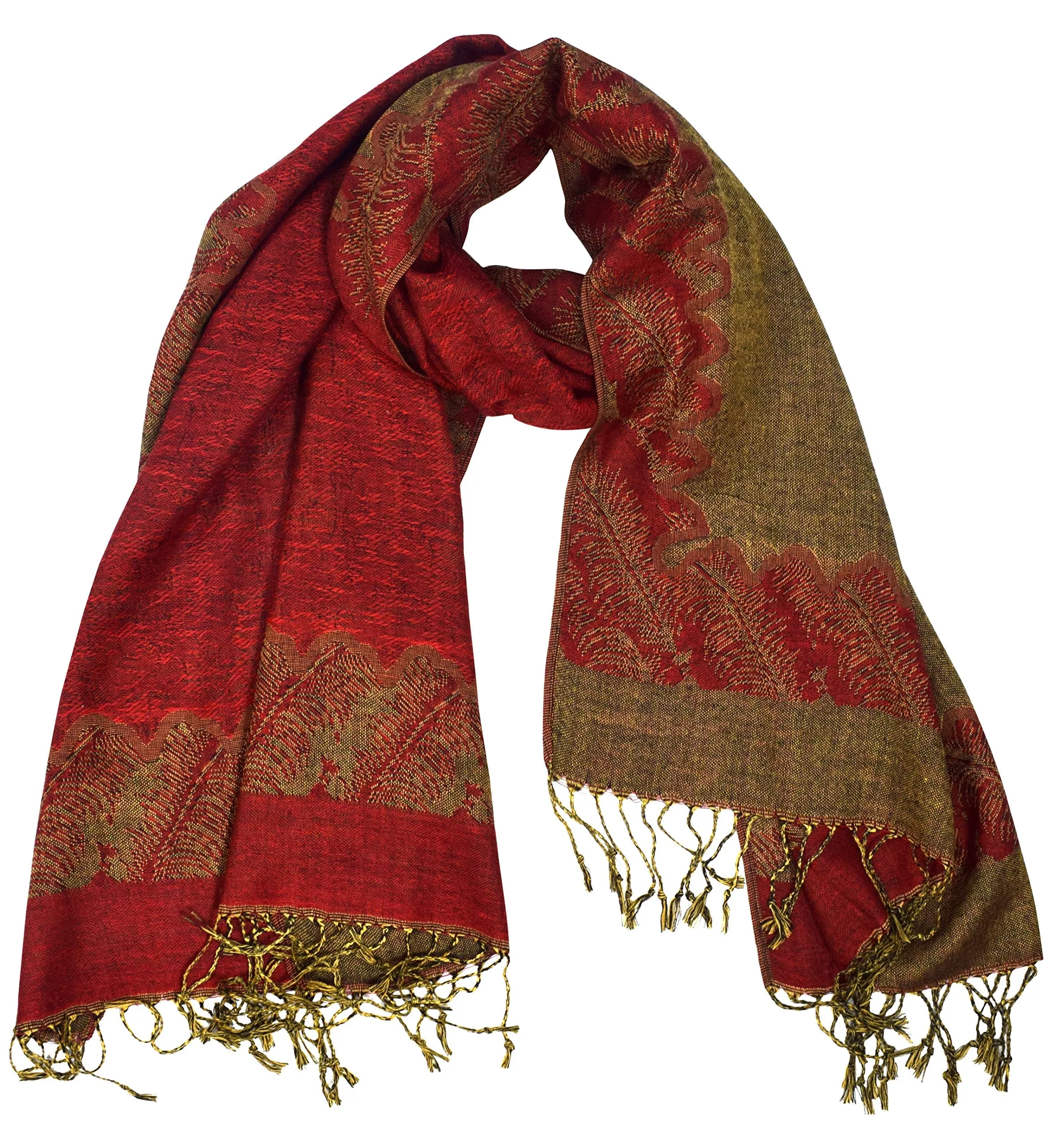 Ravishing Reversible Jacquard Paisley Pashmina Shawl Wrap for Women