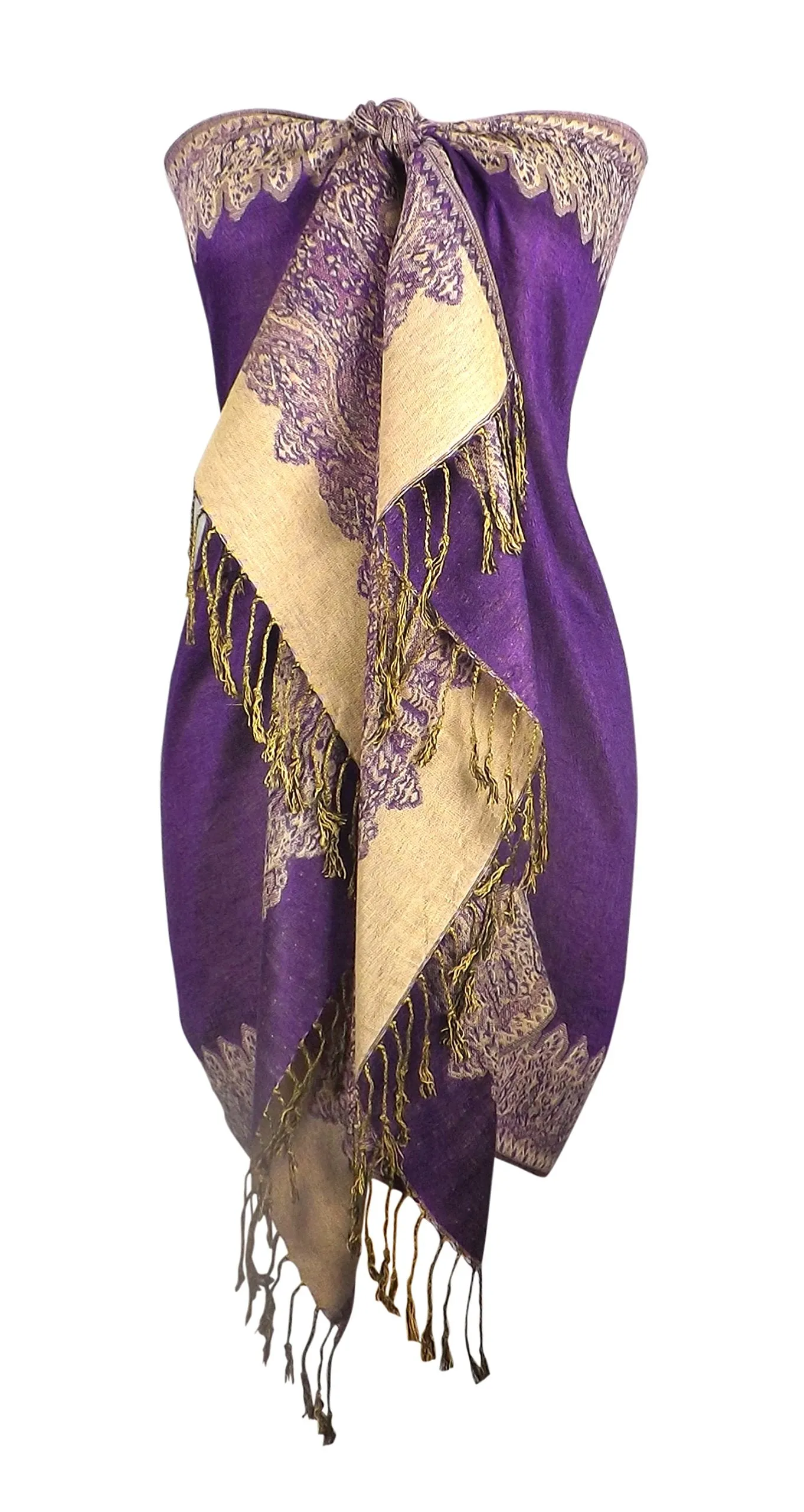 Ravishing Reversible Jacquard Paisley Pashmina Shawl Wrap for Women