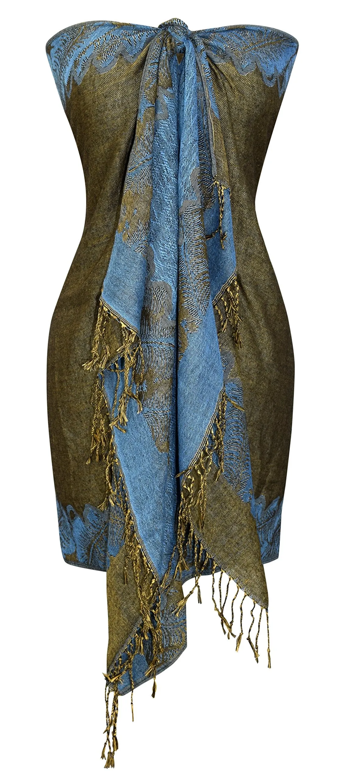 Ravishing Reversible Jacquard Paisley Pashmina Shawl Wrap for Women