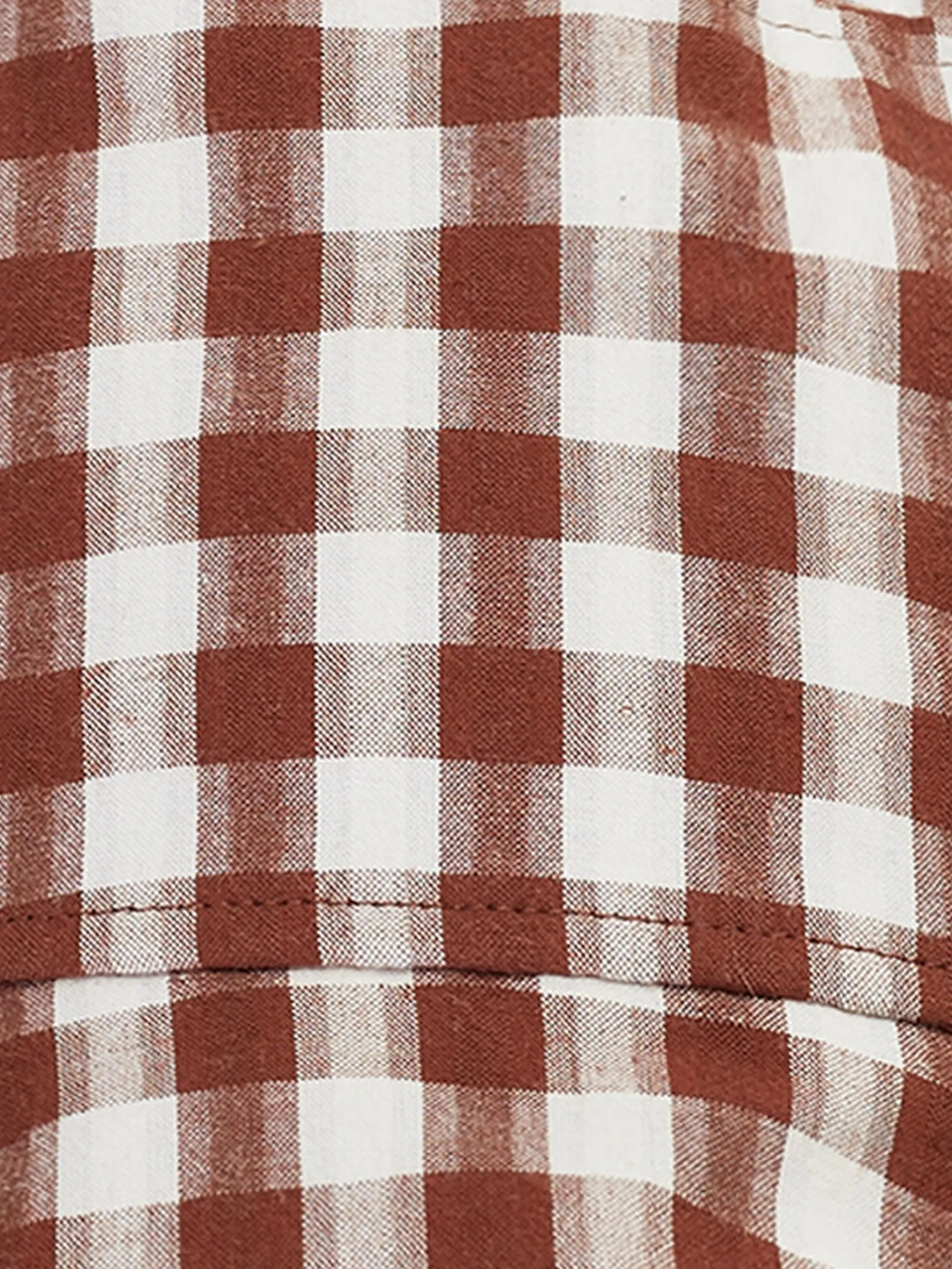 Seersucker checkered bucket hat - GOTS/Vegan - Brown check