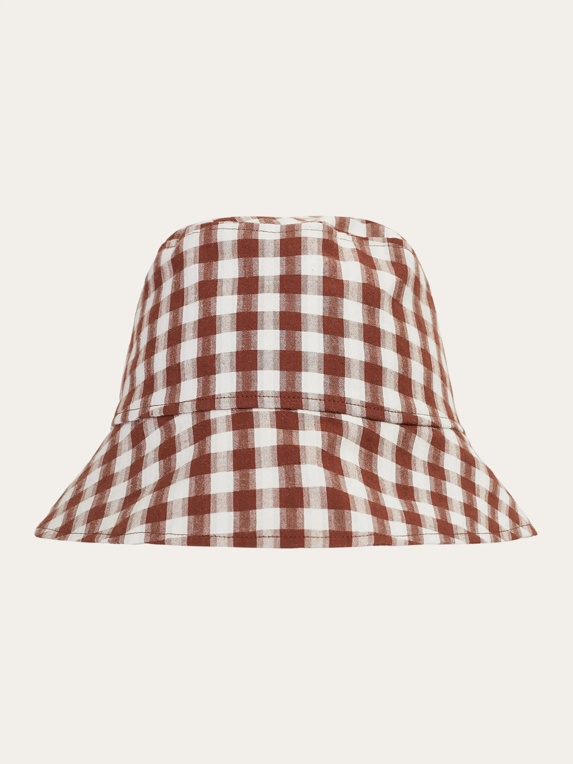 Seersucker checkered bucket hat - GOTS/Vegan - Brown check