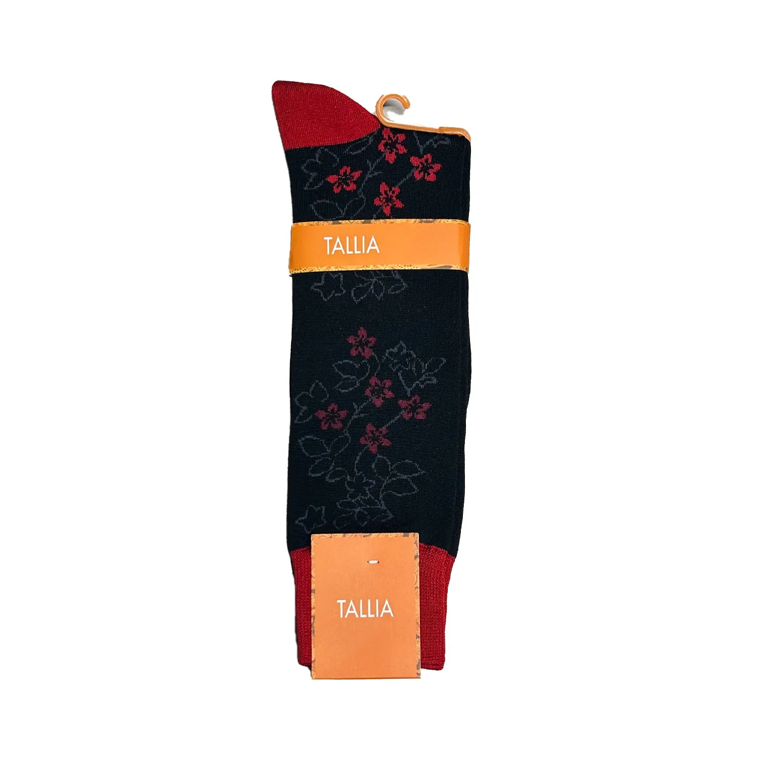 Tallia Mens Floral Design Socks - Red/Black