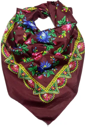 Traditional Polish Folk Head Scarf - Royal Collection - Burgundy