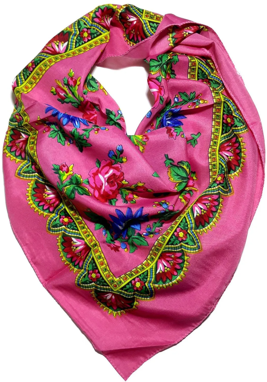 Traditional Polish Folk Head Scarf - Royal Collection - Pink