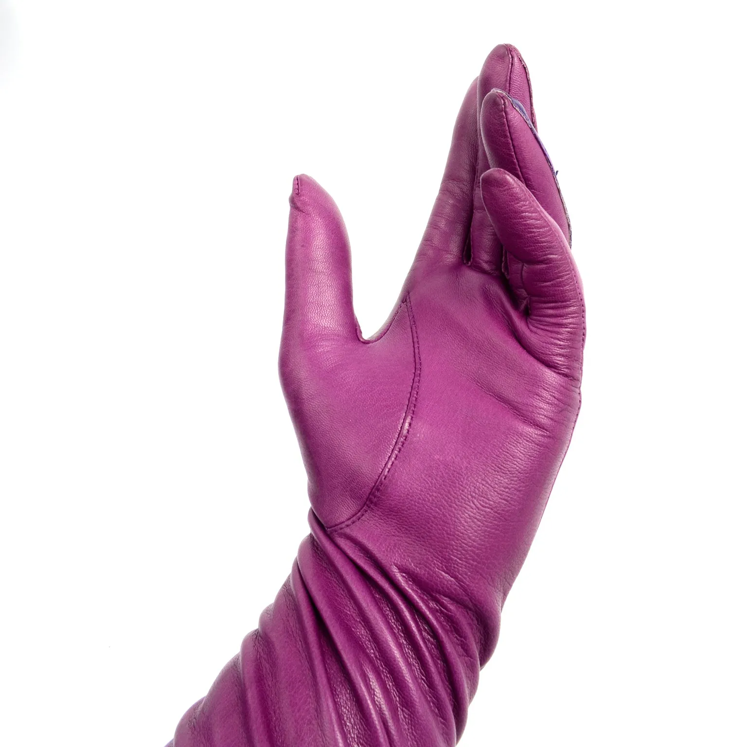 Vintage 3/4 Length Anne Klein Purple and Magenta Pink Leather Gloves