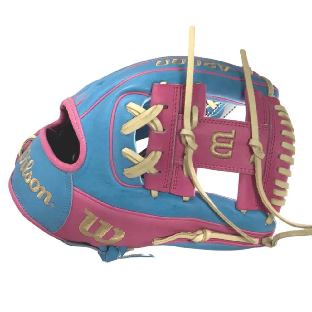 Wilson Custom A2000 1786 11.5" Infield Glove: Sky Blue and Flamingo Pink