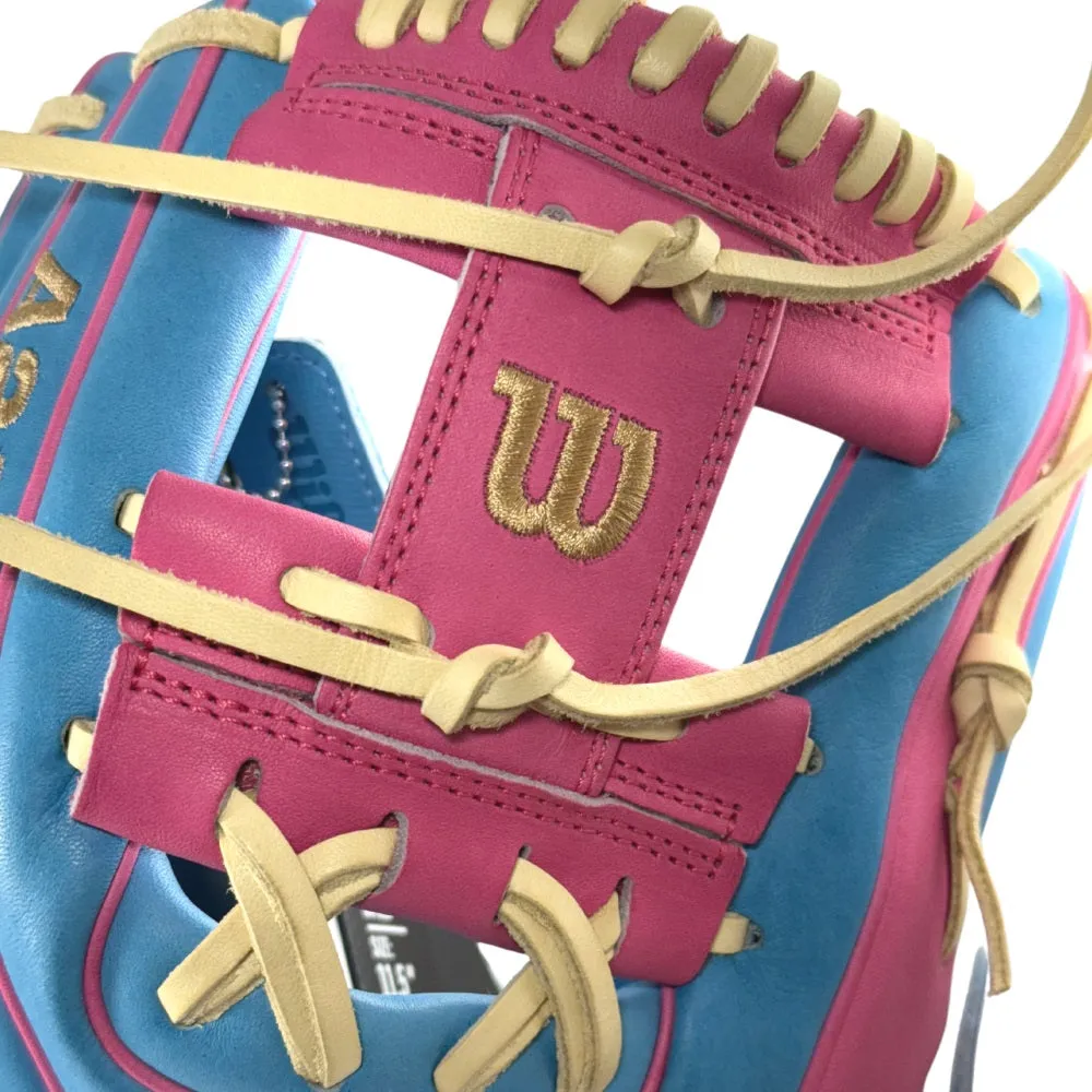 Wilson Custom A2000 1786 11.5" Infield Glove: Sky Blue and Flamingo Pink