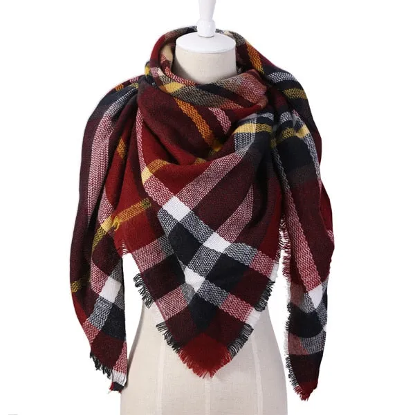 Winter Over-Sized Scarf/Shawl Cashmere Blend 38 Colors/Patterns Fringe