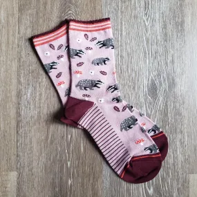 Woodland Badger Pattern Bamboo Socks